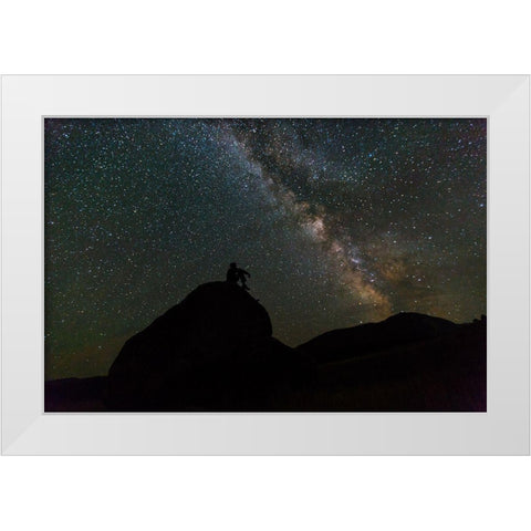 Milky Way, Mammoth Hot Springs, Yellowstone National Park White Modern Wood Framed Art Print by The Yellowstone Collection