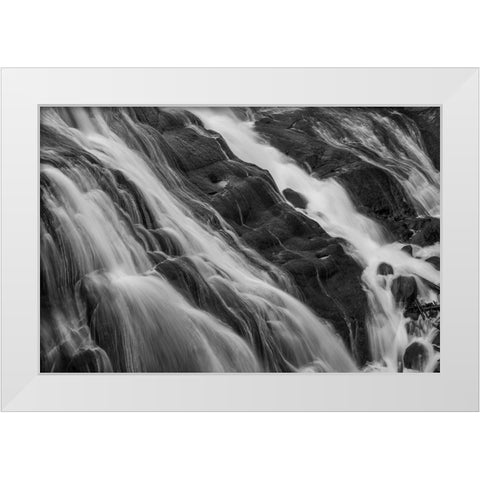 Gibbon Falls, Yellowstone National Park White Modern Wood Framed Art Print by The Yellowstone Collection