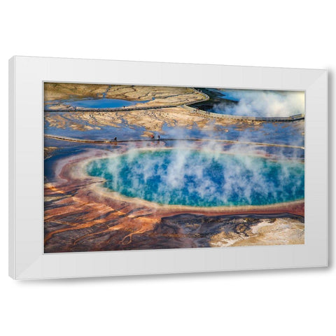 Grand Prismatic Spring, Yellowstone National Park White Modern Wood Framed Art Print by The Yellowstone Collection
