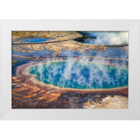 Grand Prismatic Spring, Yellowstone National Park White Modern Wood Framed Art Print by The Yellowstone Collection