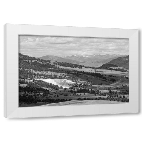 Mammoth Hot Springs from Bunsen Peak, Yellowstone National Park White Modern Wood Framed Art Print by Herbert, Neal