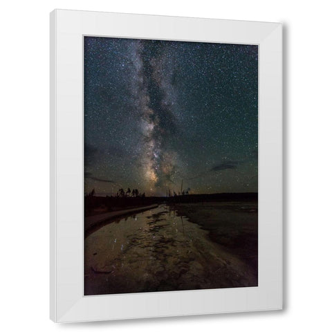 Milky Way at Fountain Paint Pots, Yellowstone National Park White Modern Wood Framed Art Print by The Yellowstone Collection