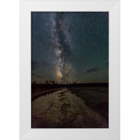 Milky Way at Fountain Paint Pots, Yellowstone National Park White Modern Wood Framed Art Print by The Yellowstone Collection