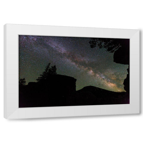 Milky Way near Mammoth Hot Springs, Yellowstone National Park White Modern Wood Framed Art Print by The Yellowstone Collection