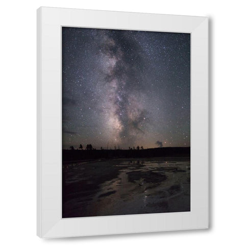 Milky Way over Silex Spring Runoff, Yellowstone National Park White Modern Wood Framed Art Print by The Yellowstone Collection