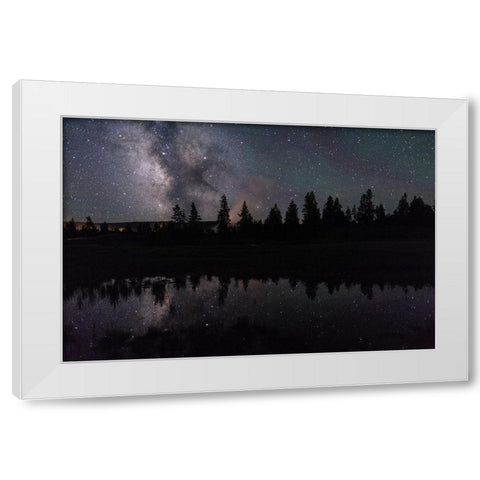 Milky Way Reflection, Yellowstone National Park White Modern Wood Framed Art Print by The Yellowstone Collection