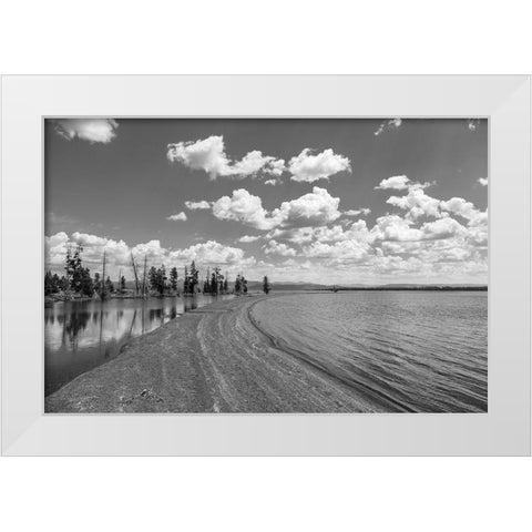 Sand Bar in Wolf Bay, Yellowstone National Park White Modern Wood Framed Art Print by Frank, Jacob W.