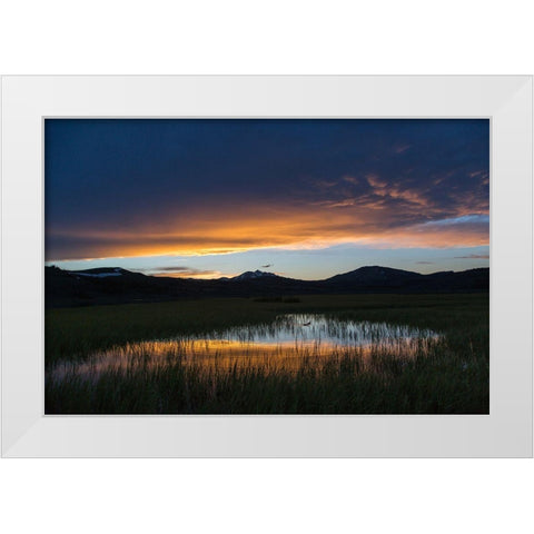 Spring Sunset, Swan Lake, Yellowstone National Park White Modern Wood Framed Art Print by The Yellowstone Collection