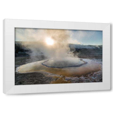 Sunrise at Crested Pool, Yellowstone National Park White Modern Wood Framed Art Print by The Yellowstone Collection