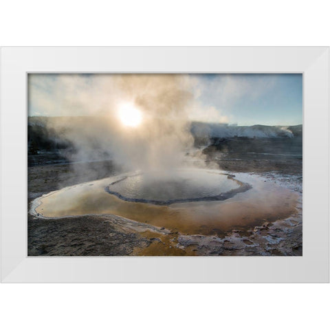 Sunrise at Crested Pool, Yellowstone National Park White Modern Wood Framed Art Print by The Yellowstone Collection