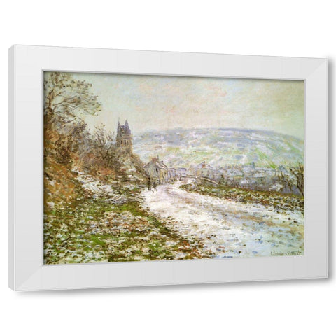 Approach to Vetheuil in Winter 1878 White Modern Wood Framed Art Print by Monet, Claude