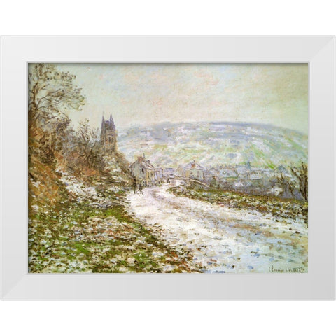Approach to Vetheuil in Winter 1878 White Modern Wood Framed Art Print by Monet, Claude