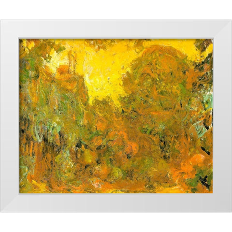 Artists house from rose garden 1922 White Modern Wood Framed Art Print by Monet, Claude