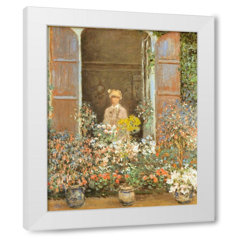 Camille at window-Argenteuil 1873 White Modern Wood Framed Art Print by Monet, Claude