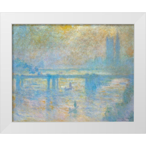 Charing Cross Bridge II 1902 White Modern Wood Framed Art Print by Monet, Claude