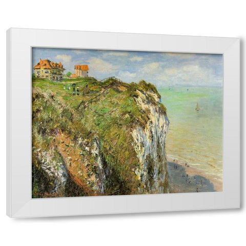 Cliffs at Dieppe 1882 White Modern Wood Framed Art Print by Monet, Claude