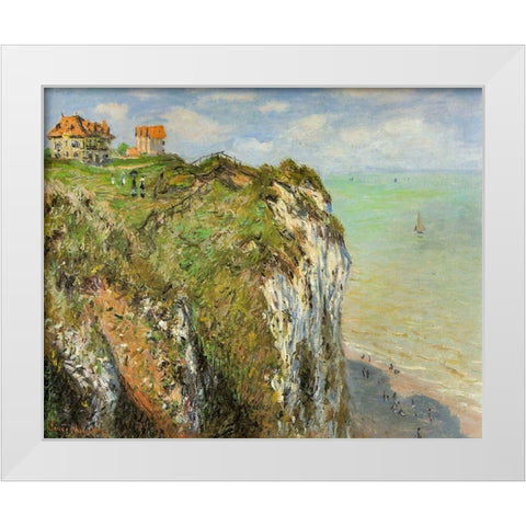Cliffs at Dieppe 1882 White Modern Wood Framed Art Print by Monet, Claude