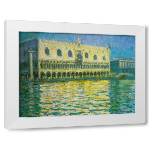 Doges Palace-Venice 1908 White Modern Wood Framed Art Print by Monet, Claude
