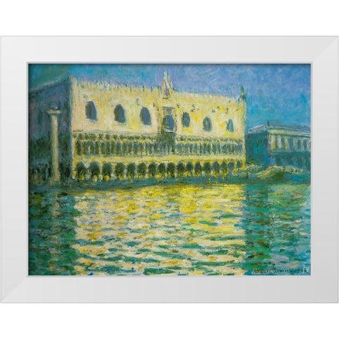 Doges Palace-Venice 1908 White Modern Wood Framed Art Print by Monet, Claude
