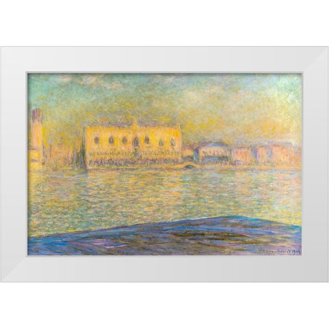 Doges Palace I 1908 White Modern Wood Framed Art Print by Monet, Claude