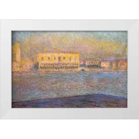Doges Palace II 1909 White Modern Wood Framed Art Print by Monet, Claude