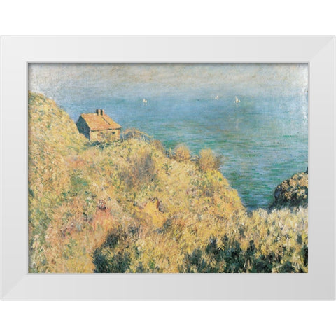 Douaniers cottage at Varengeville 1882 White Modern Wood Framed Art Print by Monet, Claude