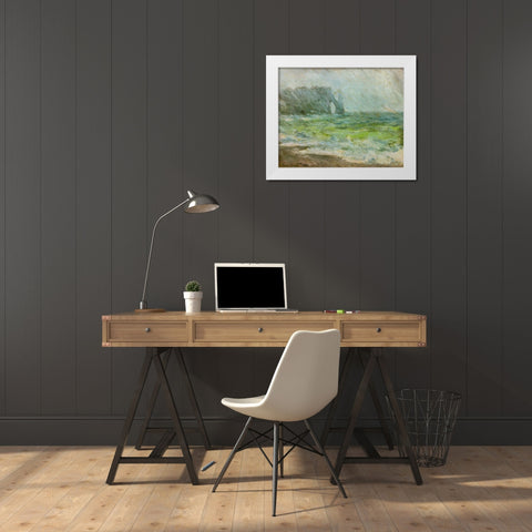 Etretat 1886 White Modern Wood Framed Art Print by Monet, Claude