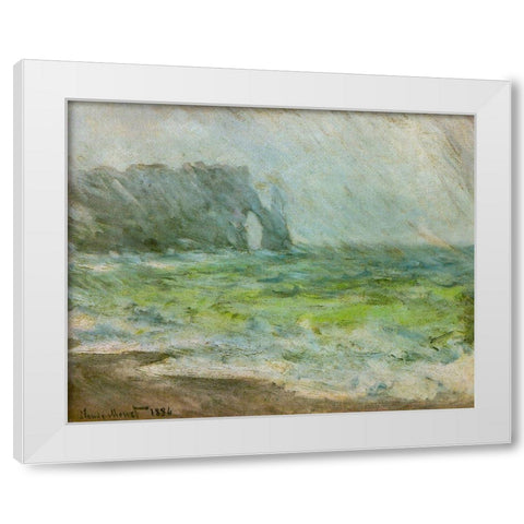 Etretat 1886 White Modern Wood Framed Art Print by Monet, Claude