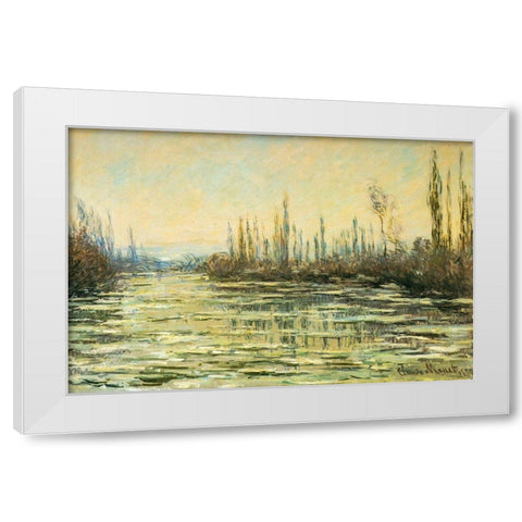 Floating ice on the Seine 1880 White Modern Wood Framed Art Print by Monet, Claude