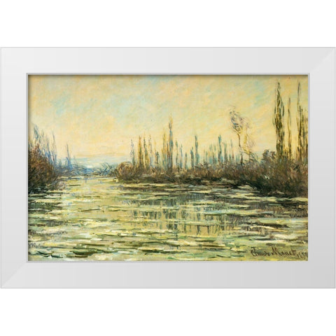 Floating ice on the Seine 1880 White Modern Wood Framed Art Print by Monet, Claude