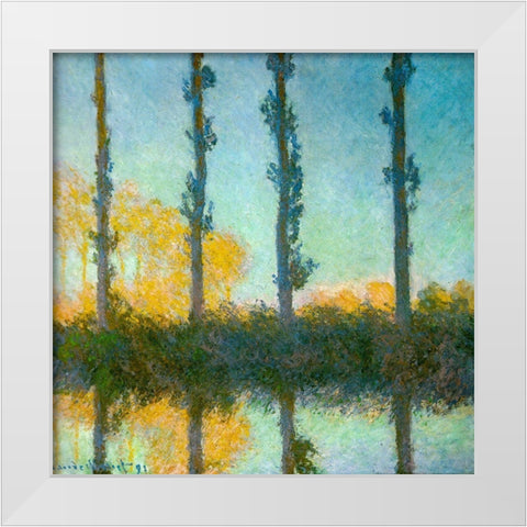 Four Poplars 1891 White Modern Wood Framed Art Print by Monet, Claude