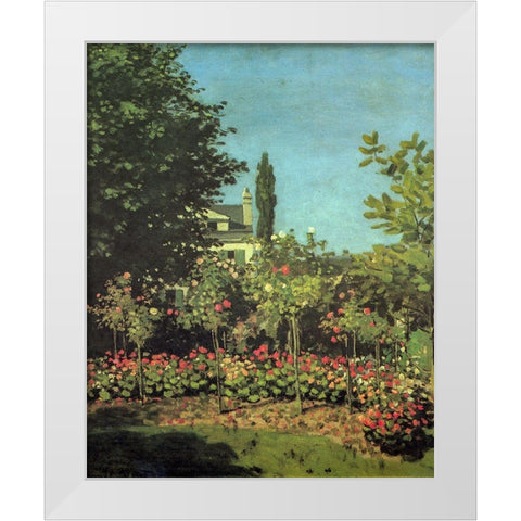 Garden in flower 1867 White Modern Wood Framed Art Print by Monet, Claude