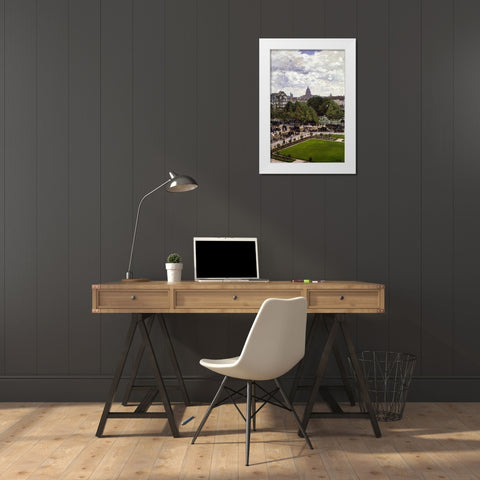 Garden of the Princess-Louvre 1867 White Modern Wood Framed Art Print by Monet, Claude