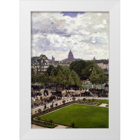 Garden of the Princess-Louvre 1867 White Modern Wood Framed Art Print by Monet, Claude