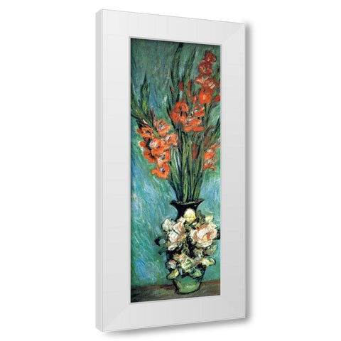 Gladioli 1882 White Modern Wood Framed Art Print by Monet, Claude