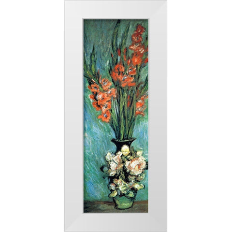 Gladioli 1882 White Modern Wood Framed Art Print by Monet, Claude