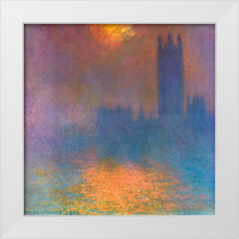 Houses of Parliament 1904 White Modern Wood Framed Art Print by Monet, Claude