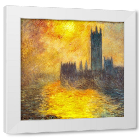 Houses of Parliament at Sunset 1904 White Modern Wood Framed Art Print by Monet, Claude