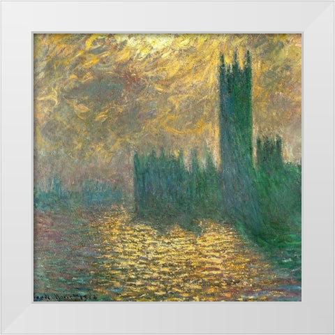 Houses of Parliament-London 1900 White Modern Wood Framed Art Print by Monet, Claude