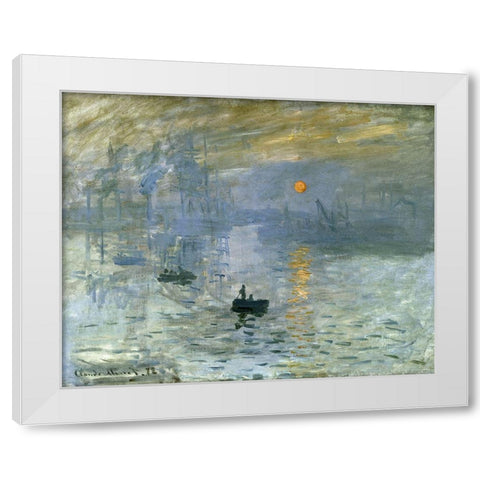 Impression-Sunrise 1872 White Modern Wood Framed Art Print by Monet, Claude