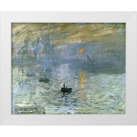 Impression-Sunrise 1872 White Modern Wood Framed Art Print by Monet, Claude