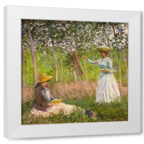 In the woods at Giverny 1887 White Modern Wood Framed Art Print by Monet, Claude