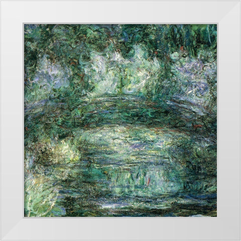 Japanese bridge 1918 White Modern Wood Framed Art Print by Monet, Claude