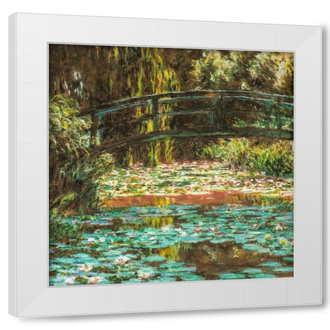 Japanese bridge at Giverny 1899 White Modern Wood Framed Art Print by Monet, Claude