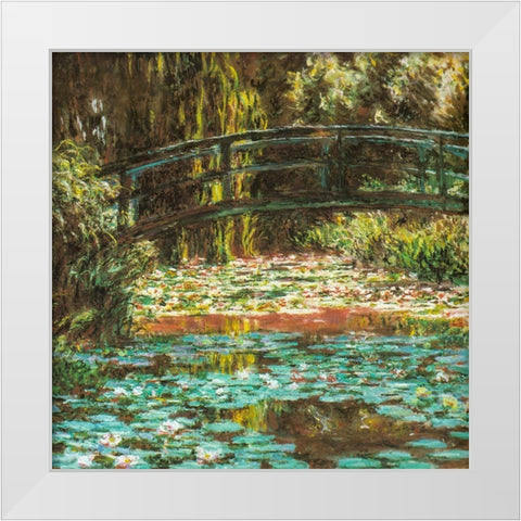 Japanese bridge at Giverny 1899 White Modern Wood Framed Art Print by Monet, Claude