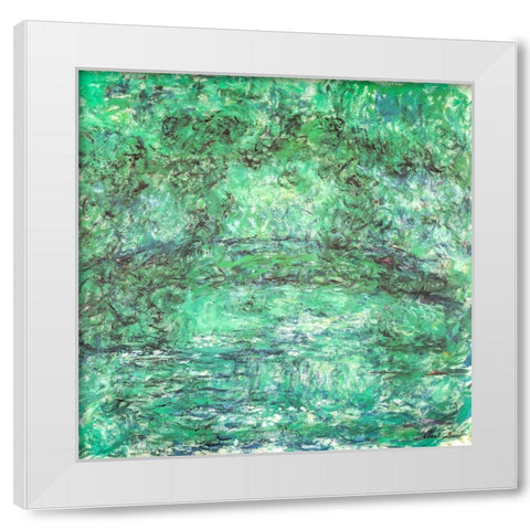 Japanese bridge green 1918 White Modern Wood Framed Art Print by Monet, Claude