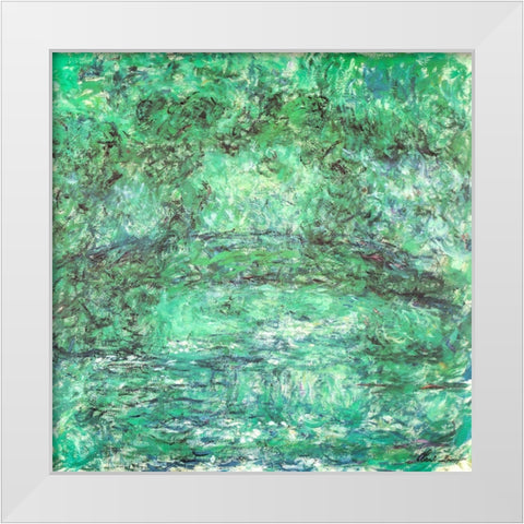 Japanese bridge green 1918 White Modern Wood Framed Art Print by Monet, Claude