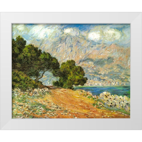 La Corniche de Monaco 1884 White Modern Wood Framed Art Print by Monet, Claude