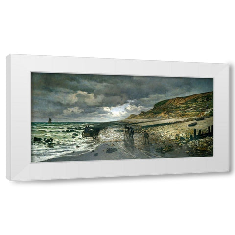 La Pointe de la Heve 1865 White Modern Wood Framed Art Print by Monet, Claude