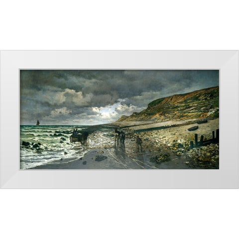 La Pointe de la Heve 1865 White Modern Wood Framed Art Print by Monet, Claude